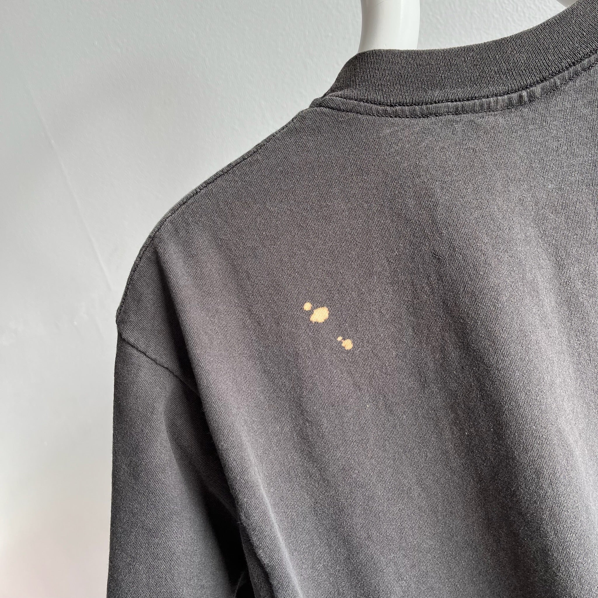 1980s FOTL Faded Blank Black Pocket T-Shirt - Single Stitch