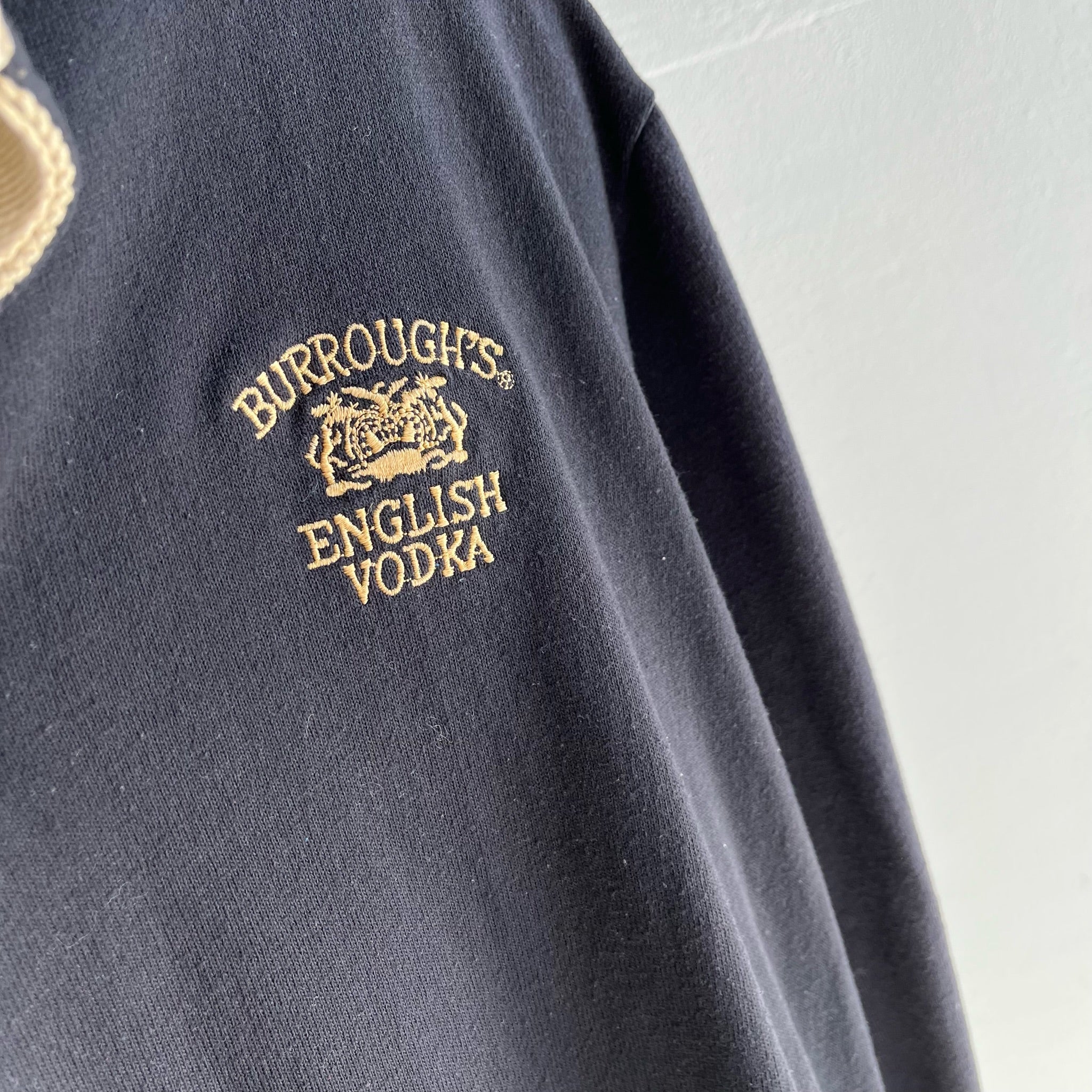 1980s Burrough's English Vodka Lightweight Rugby Shirt (with a pouch!)
