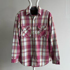 1980s Pink Plaid Cotton Flannel