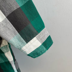 1990s Green and Black Heavyweight Cotton Flannel