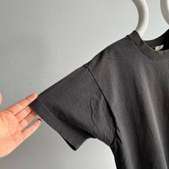 T-shirt de poche noir vierge délavé FOTL des années 1980 - point unique