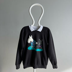 1980s Scottie and Westie Built In Collar Sweatshirt - Oh My!