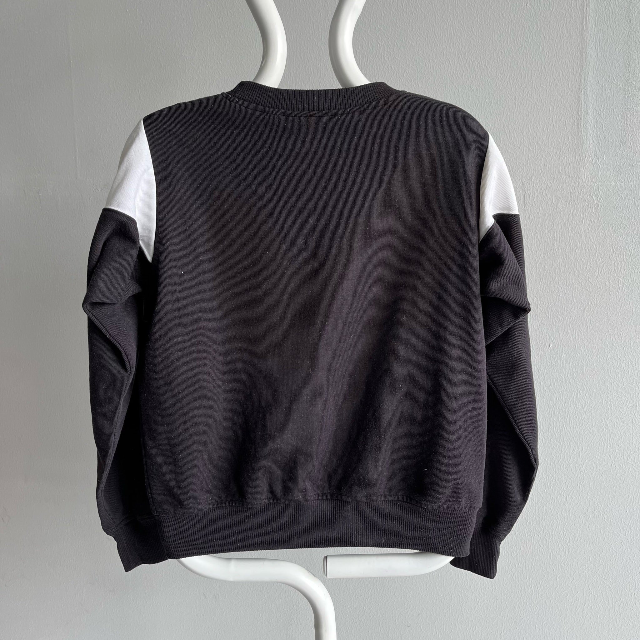 1980s Black and White Colorblock Sweatshirt