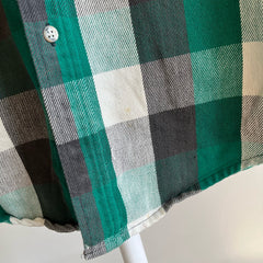 1990s Green and Black Heavyweight Cotton Flannel