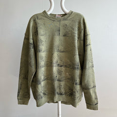 1990s Super Rad Sponge Print Leaf Heavyweight Sweatshirt by Oneita