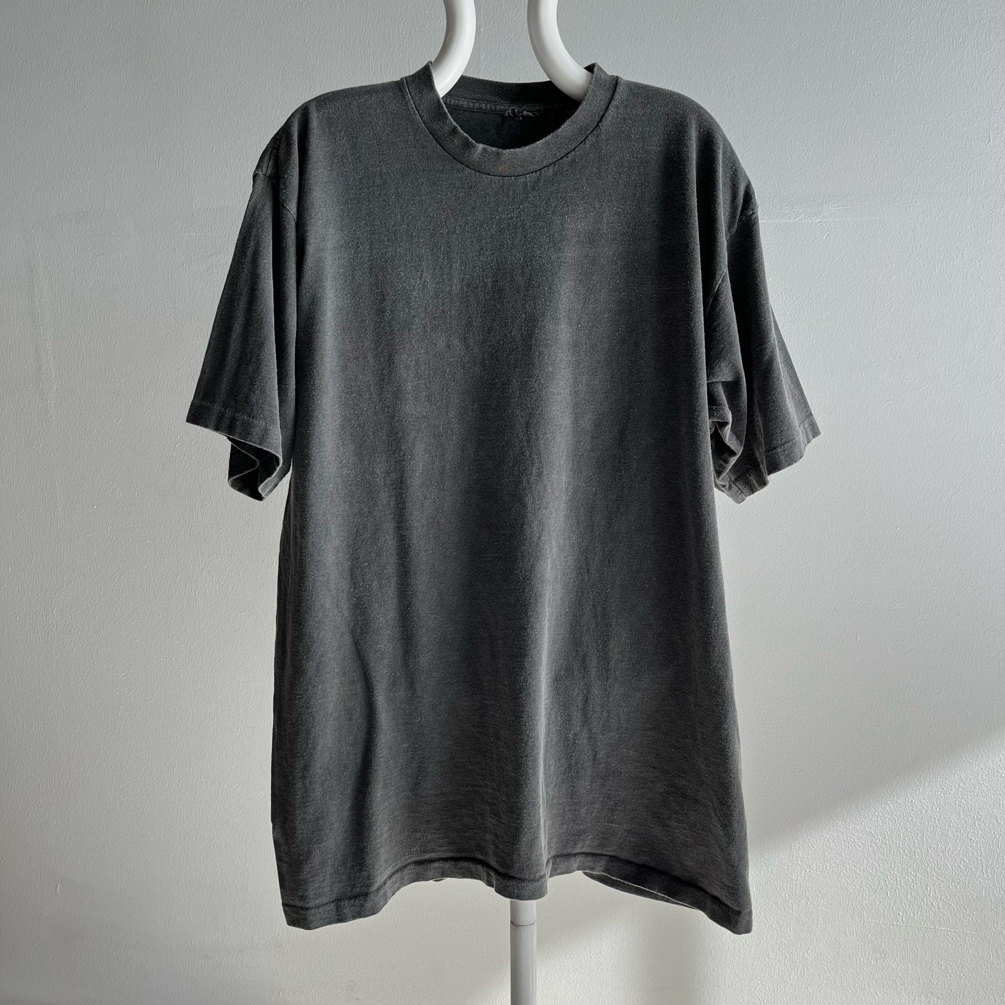 1990s Heavyweight Super Faded Black/Gray Cotton Oversized T-Shirt