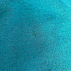 Sweat-shirt bleu sarcelle super usé, taché de peinture et fin des années 1980 par Lee